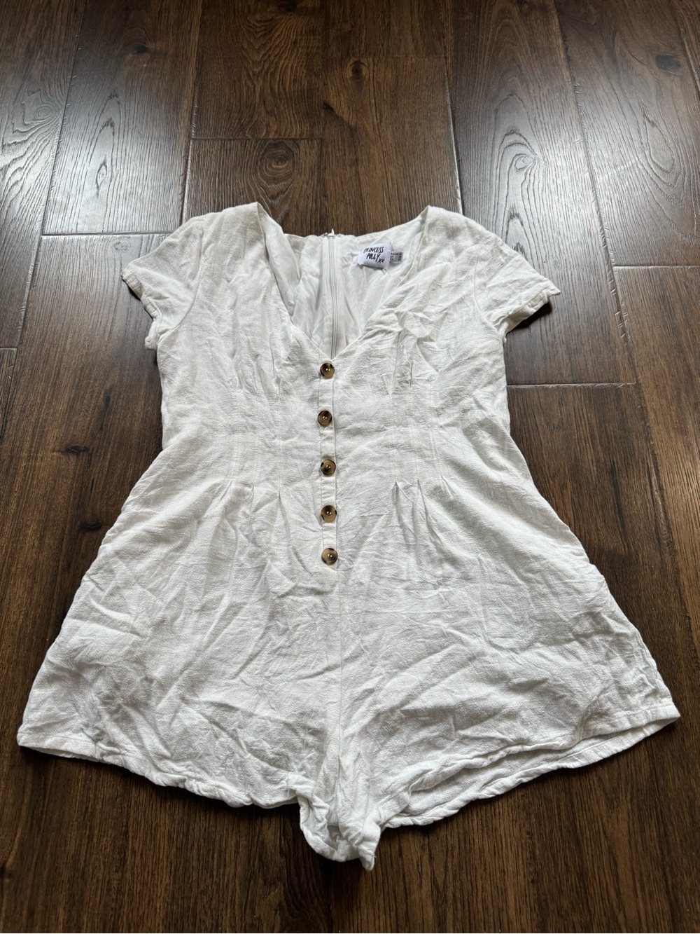 Princess Polly White Textured V-Neck Romper